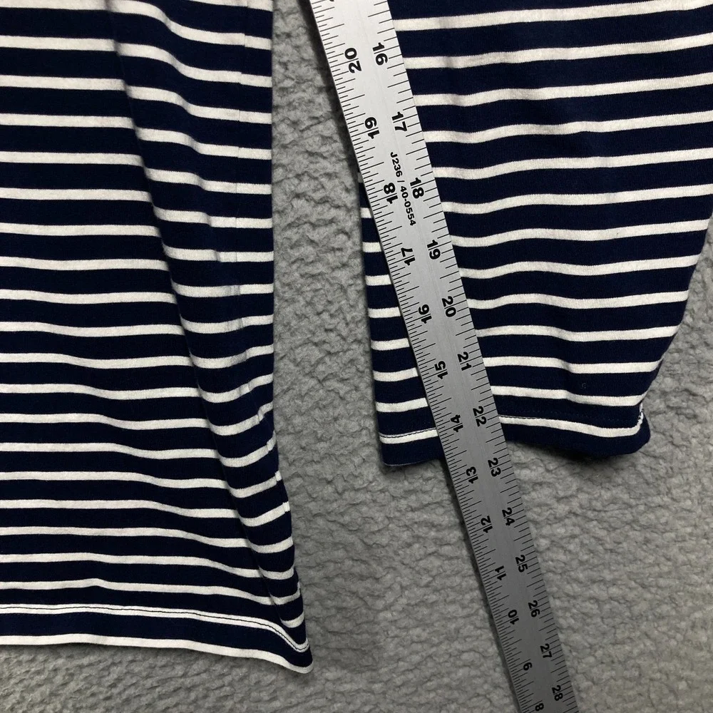 Talbots Turtleneck Top Women 3X Navy Blue Striped Cotton Blend Long Sleeve 8947